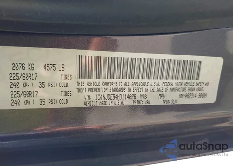 2017 Jeep Compass High Altitude 4X4 z USA, uszkodzony, nr VIN 1C4NJDEB4HD114026